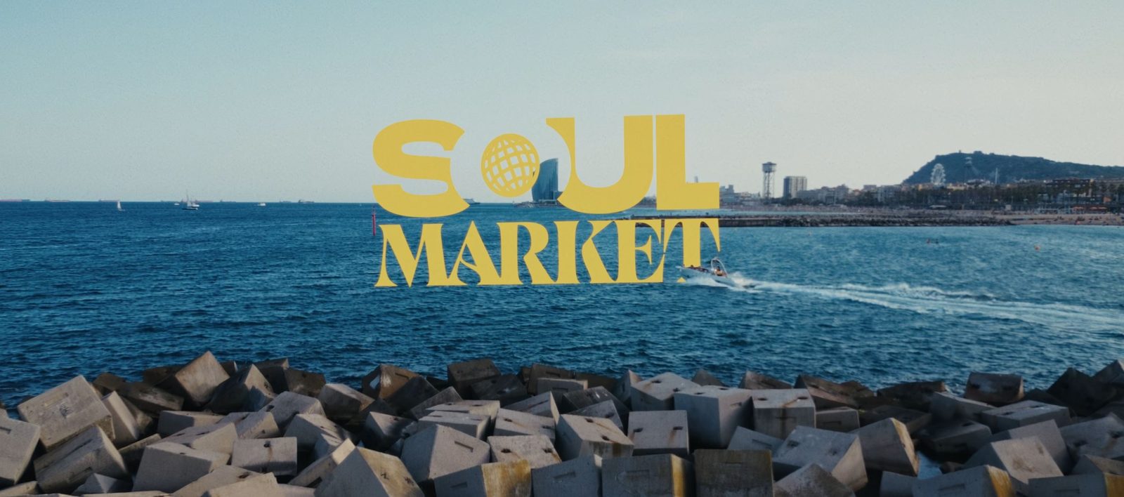Soul Market title card over the Barcelona seafront
